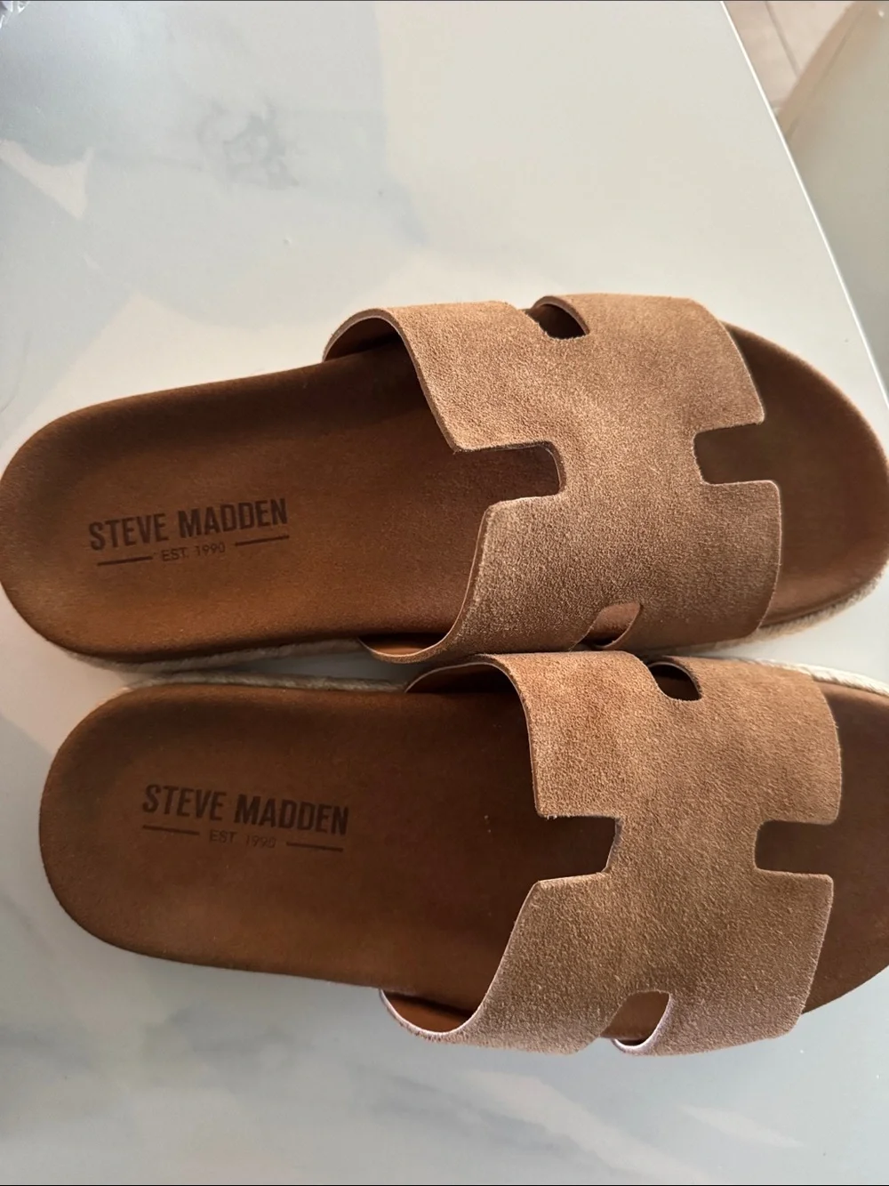 Steve Madden Men's Tan Brown Suede Slide Sandals